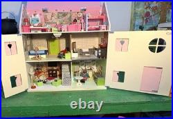 Wooden dolls house fully decorated furnished, family bespoke, super Xmas present