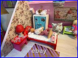 Wooden dolls house fully decorated furnished, family bespoke, super Xmas present