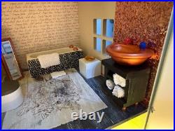 Wooden dolls house fully decorated furnished, family bespoke, super Xmas present