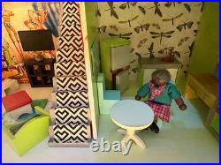 Wooden dolls house fully decorated furnished, family bespoke, super Xmas present