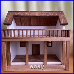 Wooden house for 1/6 dolls, handmade miniature, Sylvanian Families, Petit