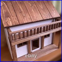 Wooden house for 1/6 dolls, handmade miniature, Sylvanian Families, Petit