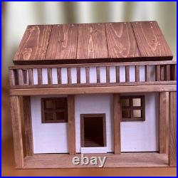 Wooden house for 1/6 dolls, handmade miniature, Sylvanian Families, Petit