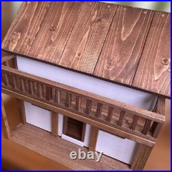 Wooden house for 1/6 dolls, handmade miniature, Sylvanian Families, Petit