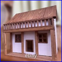Wooden house for 1/6 dolls, handmade miniature, Sylvanian Families, Petit