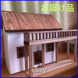 Wooden house for 1/6 dolls, handmade miniature, Sylvanian Families, Petit