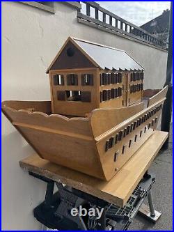 XXL Antique Handmade Wooden Noahs Ark Model Handcrafted Dolls House London