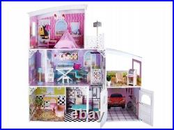 XXL WOODEN DOLL HOUSE WITH FURNITURE 112cm dollhouse DOLLS HOUSE barbie WITH LED