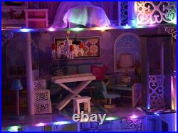 XXL WOODEN DOLL HOUSE WITH FURNITURE 112cm dollhouse DOLLS HOUSE barbie WITH LED